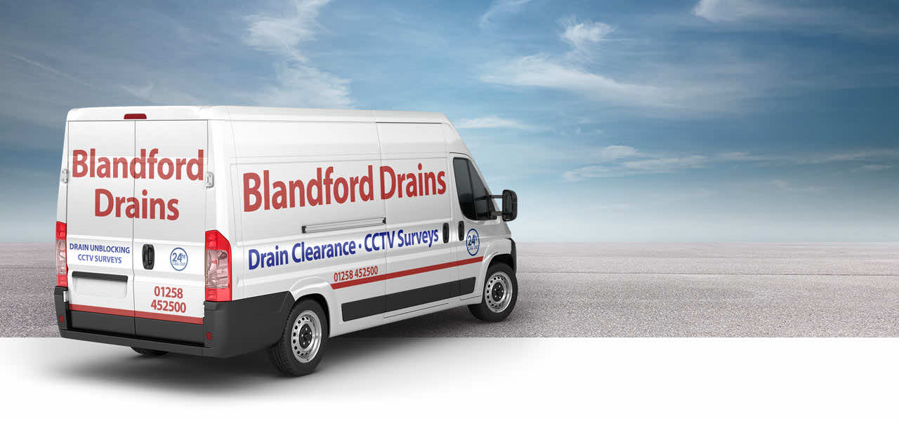 Drain services in Blandford vehicle.